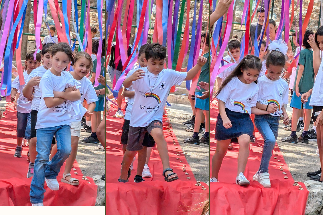 The traditional rainbow-red carpet entrance
