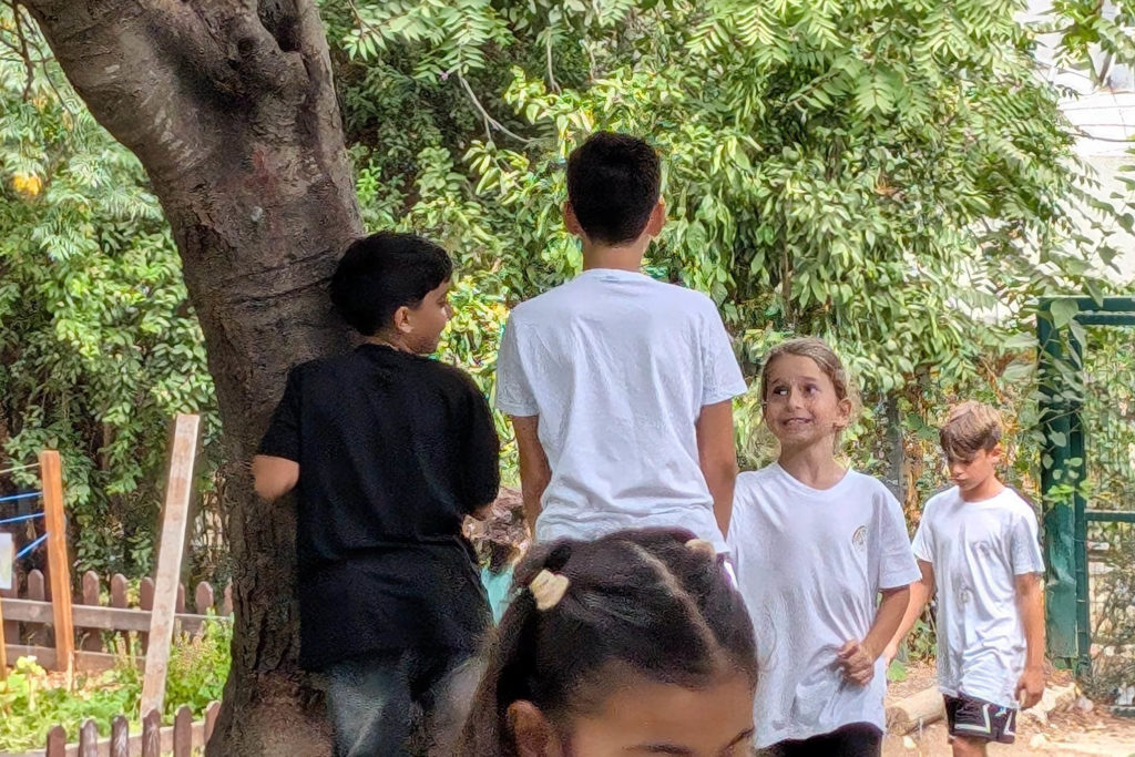 children by tree